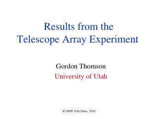 Results from the Telescope Array Experiment