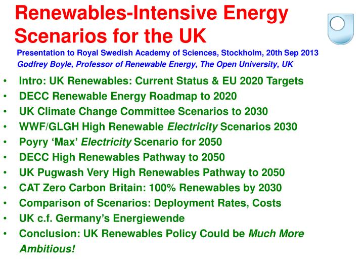 renewables intensive energy scenarios for the uk