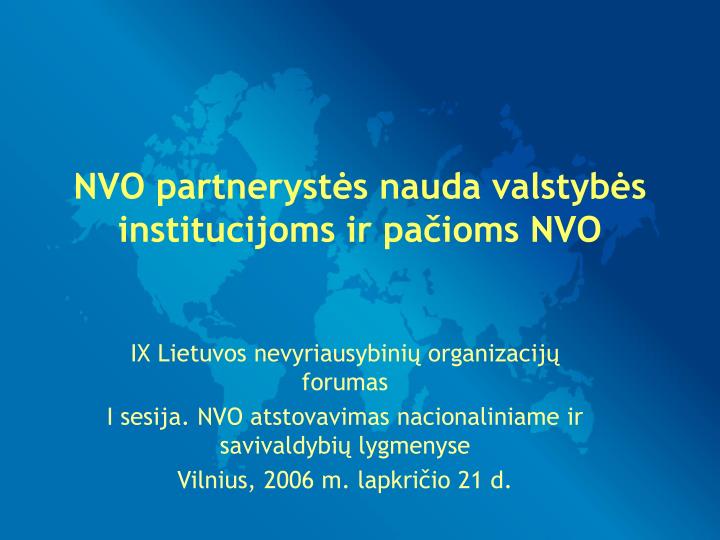 nvo partneryst s nauda valstyb s institucijoms ir pa ioms nvo