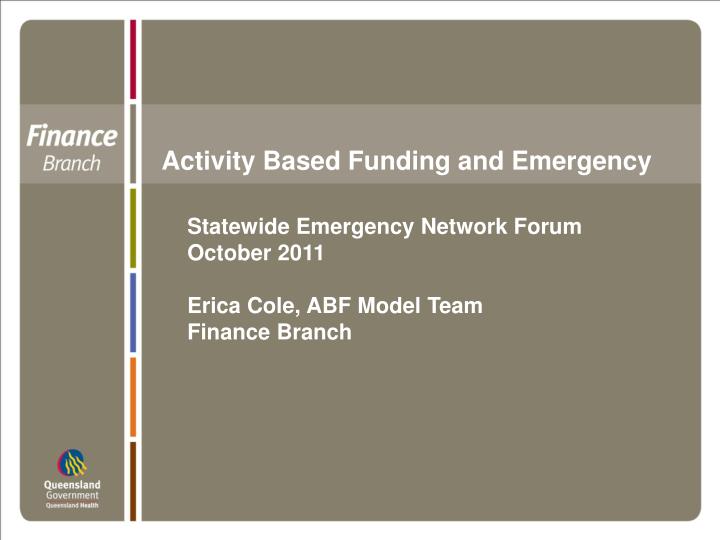activity based funding and emergency