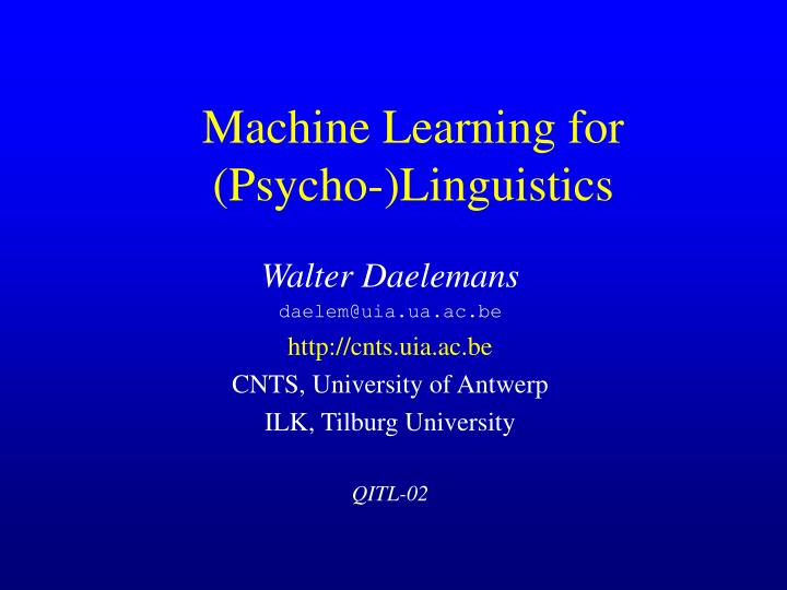 machine learning for psycho linguistics