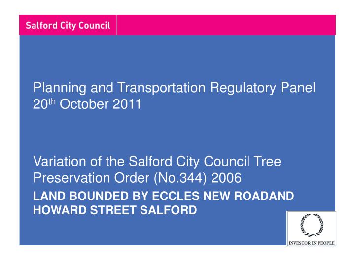 planning and transportation regulatory panel 20 th october 2011