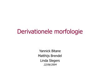 derivationele morfologie