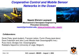 Cooperative Control and Mobile Sensor Networks in the Ocean
