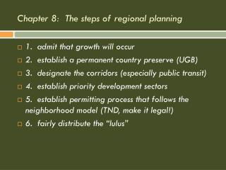 Chapter 8: The steps of regional planning