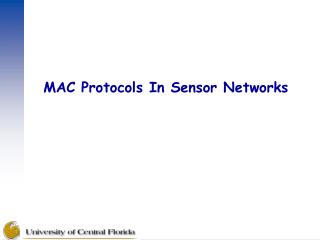 MAC Protocols In Sensor Networks