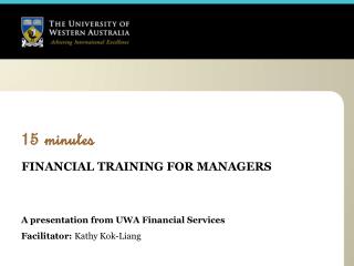 15 minutes FINANCIAL TRAINING FOR MANAGERS