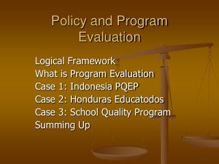 Policy and Program Evaluation