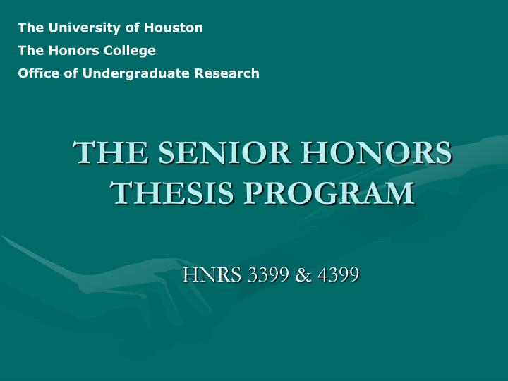 the senior honors thesis program