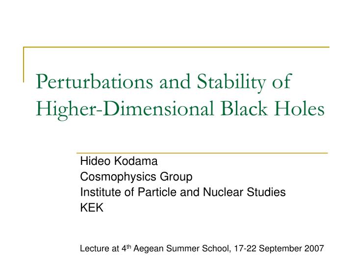 perturbations and stability of higher dimensional black holes