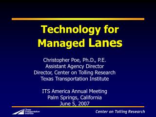 Technology for Managed Lanes