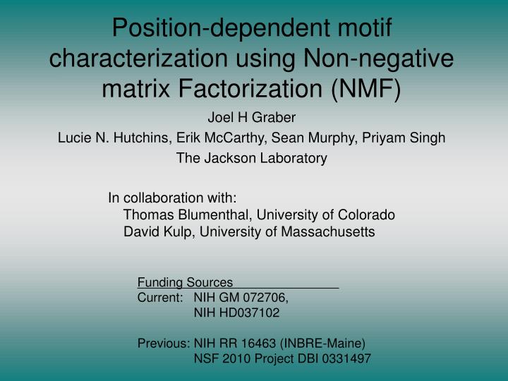 position dependent motif characterization using non negative matrix factorization nmf