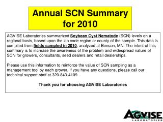Annual SCN Summary for 2010