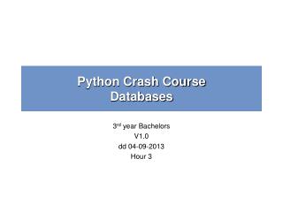 Python Crash Course Databases