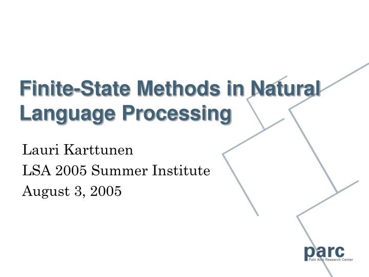 finite state methods in natural language processing