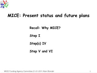 MICE: Present status and future plans
