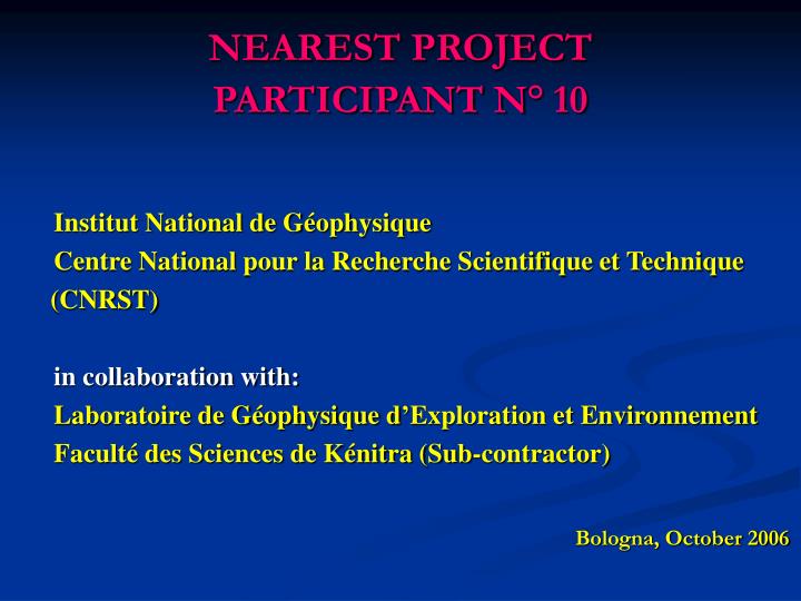 nearest project participant n 10