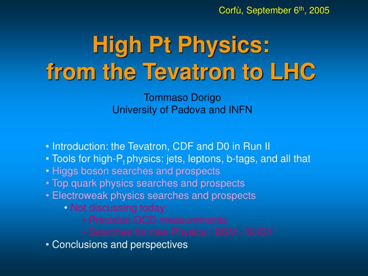 high pt physics from the tevatron to lhc