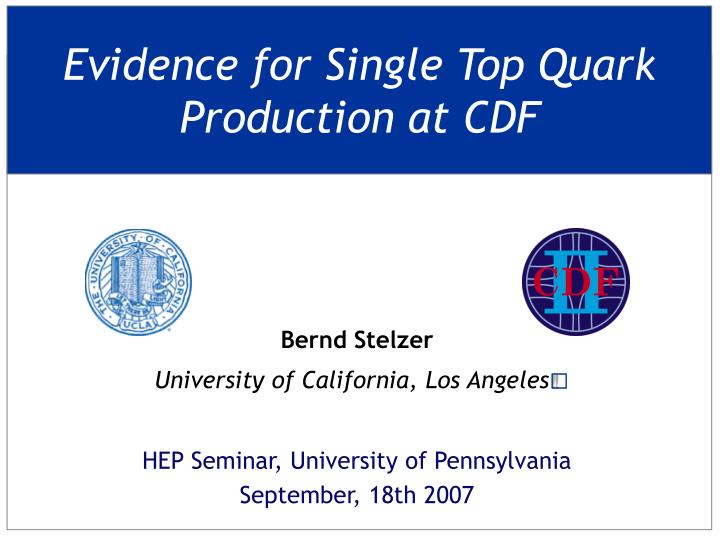 evidence for single top quark production at cdf