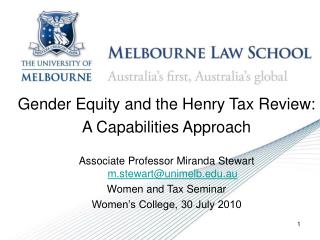 Gender Equity and the Henry Tax Review: A Capabilities Approach