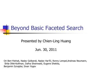 Beyond Basic Faceted Search
