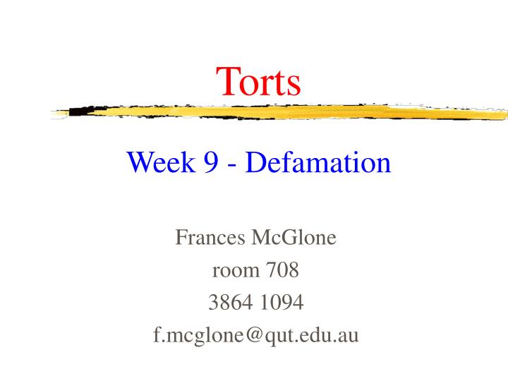 torts week 9 defamation