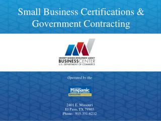 Small Business Certifications &amp; Government Contracting