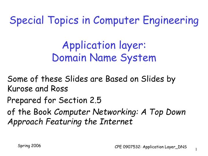 special topics in computer engineering application layer domain name system