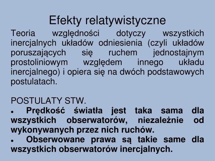 efekty relatywistyczne