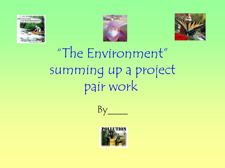 the environment summing up a project pair work