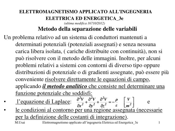 elettromagnetismo applicato all ingegneria elettrica ed energetica 3e ultima modifica 16710 2012