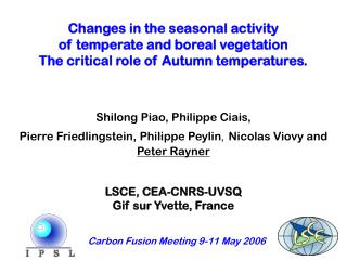 Changes in the seasonal activity of temperate and boreal vegetation