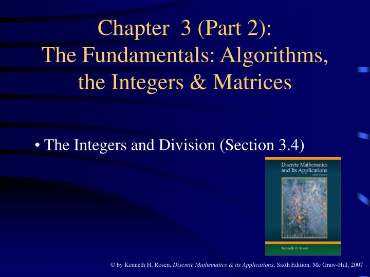 chapter 3 part 2 the fundamentals algorithms the integers matrices
