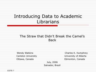 Introducing Data to Academic Librarians