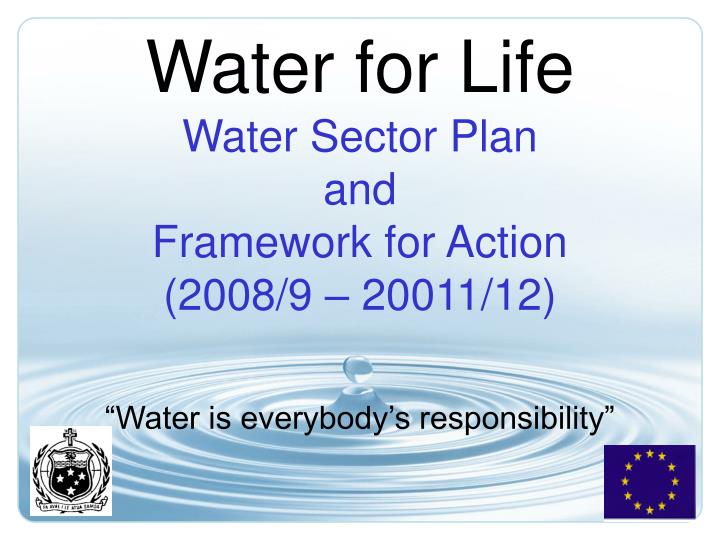 water for life water sector plan and framework for action 2008 9 20011 12