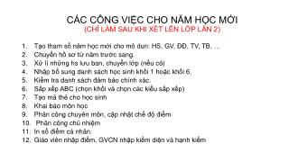 c c c ng vi c cho n m h c m i ch l m sau khi x t l n l p l n 2