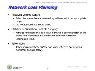 Network Loss Planning