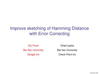 Improve sketching of Hamming Distance with Error Correcting