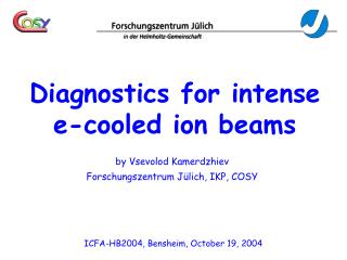 Diagnostics for intense e-cooled ion beams