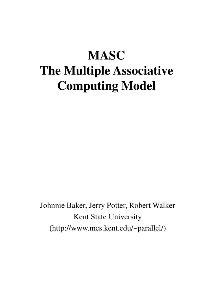 masc the multiple associative computing model