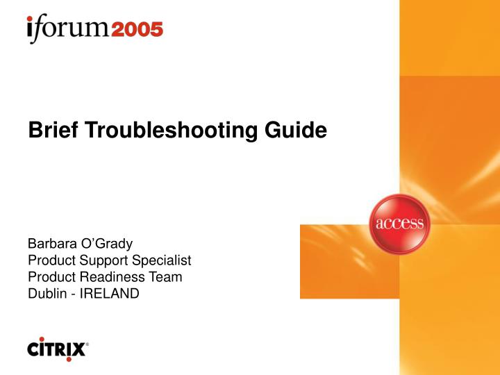 brief troubleshooting guide