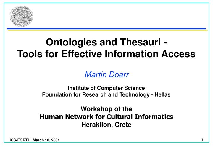 ontologies and thesauri tools for effective information access