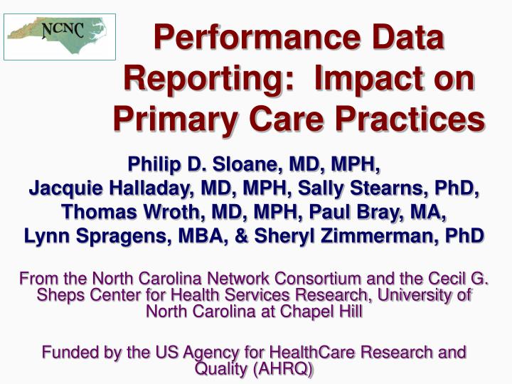performance data reporting impact on primary care practices