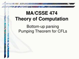 Bottom-up parsing Pumping Theorem for CFLs
