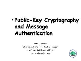 Public-Key Cryptography and Message Authentication