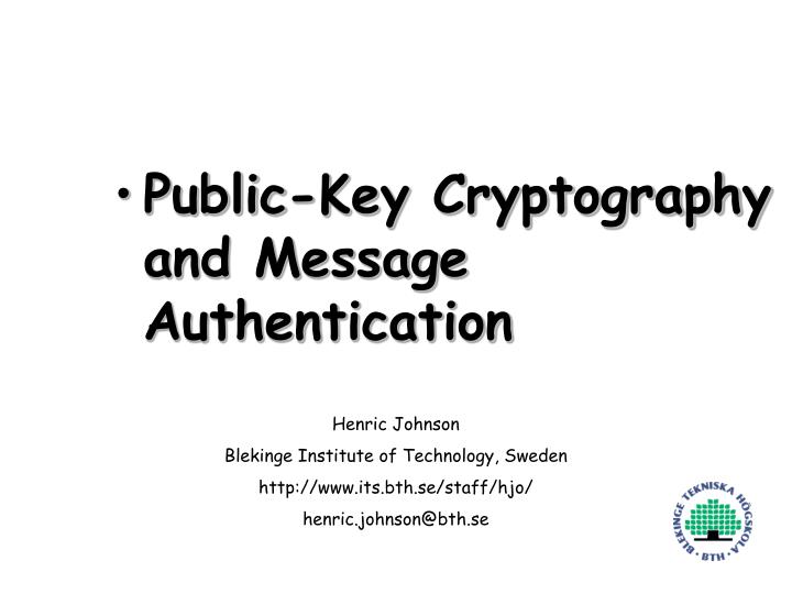 public key cryptography and message authentication