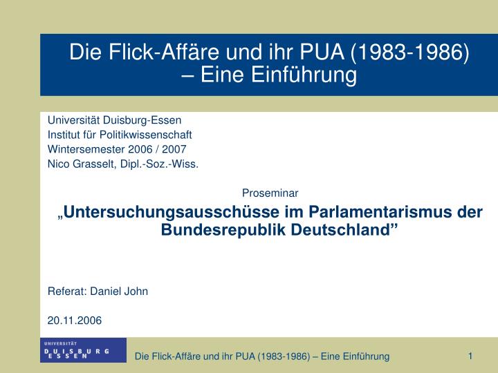 die flick aff re und ihr pua 1983 1986 eine einf hrung