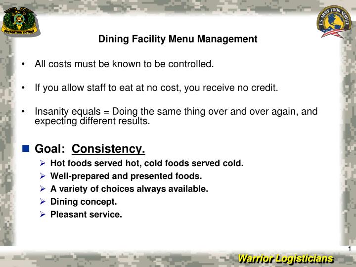 dining facility menu management