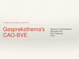 gespreksthema s cao bve