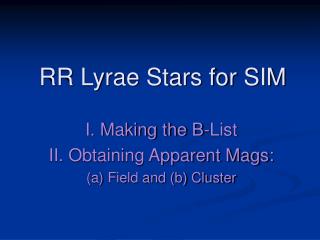 RR Lyrae Stars for SIM